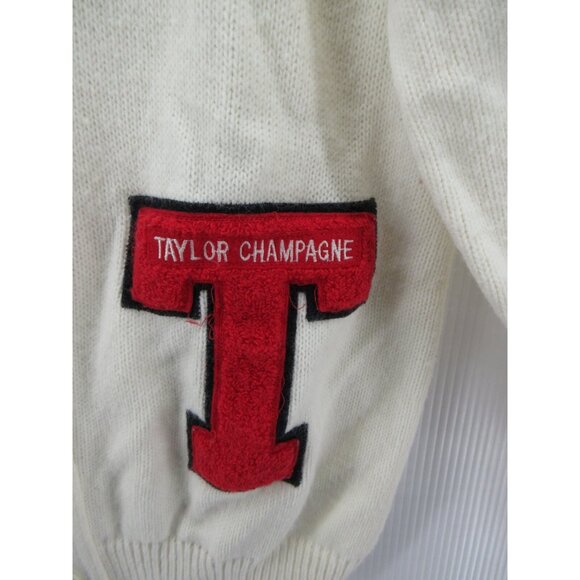 VINTAGE Letterman Cardigan Sweater Medium Cheer Team Varsity 80s USA - Picture 4 of 11